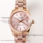 Perfect Replica TW Rolex Datejust Rose Gold Fluted Bezel Pink Dial 28mm Women's Watch